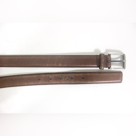 Distressed Tan Italian Calfskin Leather Belt with Silver Buckle unisex Mens Belt - Picture 5 of 6